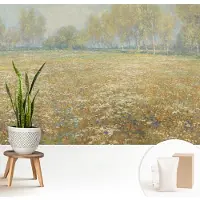 Wallfluent Fotobehang - Groente Vliesbehang - 208x146 cm - Bloeiend Veld Fotobehang Vlies - Woonkamer behang Landschappen - Muurschildering - Woonkamer behang