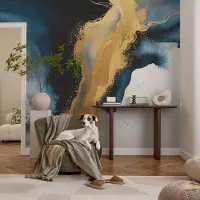 Coloray Vliesbehang - Blauw Snellijm Behang - 250x104 cm - Kleurrijke Abstractie Fotobehang Vlies - Hal behang Abstractie - Muurschildering - Hal behang