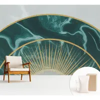 Wallfluent Fotobehang - Grijs Vliesbehang - 312x219 cm - Elegant Marmer Muurschildering - Gang behang Abstractie - Fotobehang Vlies - Slaapkamer behang