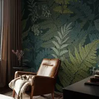 Coloray Vliesbehang - Groente Snellijm Behang - 312x219 cm - Groene Elegantie Fotobehang Vlies - Hal behang Bloemen En Planten - Muurschildering - Hal behang