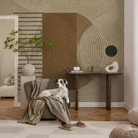 Coloray Vliesbehang - Beige Snellijm Behang - 104x70 cm - Geometrie Van Harmonie Muurschildering - Gang behang Achtergronden En Patronen - Fotobehang Vlies - Gang behang