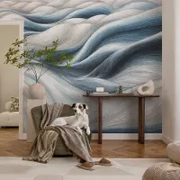 Coloray Vliesbehang - Wit Snellijm Behang - 250x250 cm - Zachte Golven Muurschildering - Gang behang Abstractie - Fotobehang Vlies - Gang behang
