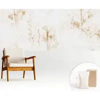 Wallfluent Fotobehang - Wit Vliesbehang - 250x104 cm - Botanische Elegantie Muurschildering - Slaapkamer behang Bloemen En Planten - Fotobehang Vlies - Slaapkamer behang