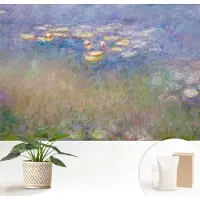 Wallfluent Fotobehang - Groente Vliesbehang - 152x104 cm - Waterlelies Fotobehang Vlies - Hal behang Bloemen En Planten - Muurschildering - Woonkamer behang