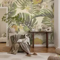 Coloray Vliesbehang - Groente Snellijm Behang - 152x104 cm - Exotische Flora Fotobehang Vlies - Hal behang Bloemen En Planten - Muurschildering - Woonkamer behang