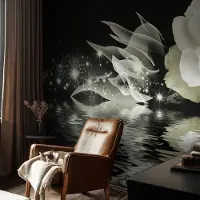 Coloray Vliesbehang - Wit Snellijm Behang - 250x104 cm - Lichtgevende Roos Muurschildering - Slaapkamer behang Bloemen En Planten - Fotobehang Vlies - Gang behang