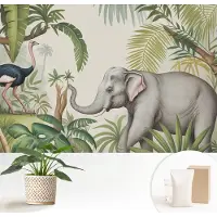 Wallfluent Fotobehang - Groente Vliesbehang - 152x104 cm - Exotische Scène Muurschildering - Slaapkamer behang Dieren - Fotobehang Vlies - Slaapkamer behang