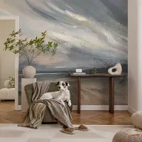 Coloray Vliesbehang - Grijs Snellijm Behang - 250x250 cm - Ochtendrust Fotobehang Vlies - Hal behang Landschappen - Muurschildering - Hal behang