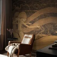 Coloray Vliesbehang - Bruin Snellijm Behang - 250x104 cm - Surrealistische Personages Muurschildering - Slaapkamer behang Deel - Fotobehang Vlies - Gang behang