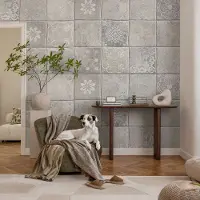 Coloray Vliesbehang - Grijs Snellijm Behang - 416x254 cm - Subtiele Patronen Fotobehang Vlies - Hal behang Texturen - Muurschildering - Woonkamer behang
