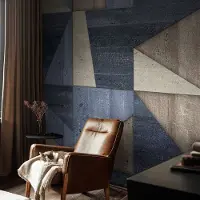 Coloray Vliesbehang - Blauw Snellijm Behang - 104x70 cm - Geometrische Patronen Muurschildering - Gang behang Geometrie - Fotobehang Vlies - Gang behang
