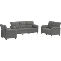 vidaXL Bankstel 3 pcs Donkergrijs fluweel