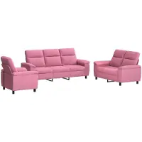 vidaXL Bankstel 3 pcs Roze Stof