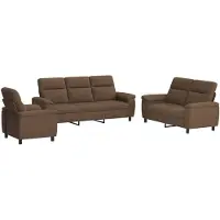 vidaXL Bankstel 3 pcs Bruin Stof