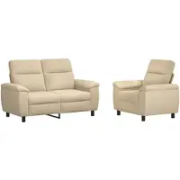 vidaXL Bankstel 2 pcs Crèmekleurig Stof