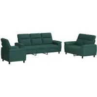 vidaXL Bankstel 3 pcs Donkergroen Stof