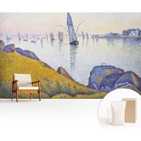 Wallfluent Fotobehang - Geel Vliesbehang - 416x254 cm - Zeilreflectie Muurschildering - Slaapkamer behang Deel - Fotobehang Vlies - Gang behang