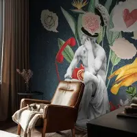 Coloray Vliesbehang - Zwart Snellijm Behang - 152x104 cm - Surrealistische Kunst Fotobehang Vlies - Hal behang Deel - Muurschildering - Woonkamer behang
