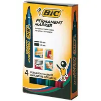 BIC Marking 2300 markeerstift 4 stuk(s) Zwart, Blauw, Groen, Rood Beitelvormige punt