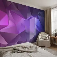 Coloray Vliesbehang - Paars Snellijm Behang - 250x250 cm - Paarse Driehoeken Muurschildering - Gang behang Abstractie - Fotobehang Vlies - Slaapkamer behang