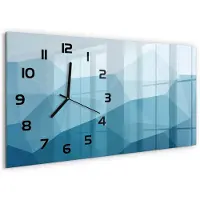 Tulup Wandklok - Abstracte achtergrond Glazen Klok Met Print - 60x30 cm - Blauw Wandklok Glas Met Motief - Zwarte handen - Rechthoekige Klok - Wandklok Glas Decoratie - Gekleurde Glazen Klok