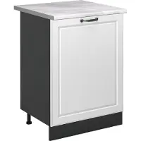 Vicco Keukenonderkast R-Line Wit landelijk/Antraciet 60 cm met 1 deur marmer werkblad, Model 72057