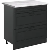Vicco Keukenonderkast R-Line Antraciet landelijk/Antraciet 80 cm met 3 laden marmer werkblad, Model 72394