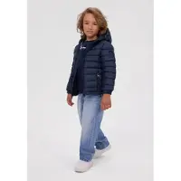 MINOTI winterjas jongens – pufferjas – tekst op de rug – marineblauw
