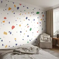 Coloray Vliesbehang - Wit Snellijm Behang - 250x250 cm - Regenboogstukjes Fotobehang Vlies - Hal behang Achtergronden En Patronen - Muurschildering - Woonkamer behang