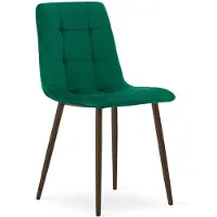 Hobby Hall KARA Eetkamerstoel – Groen Velvet – Walnootkleurige Houten Poten – Comfortabele Ergonomische Zitting – Modern Design – Velvet Stoel voor Woonkamer, Keuken en Eetkamer – Max. 110 kg