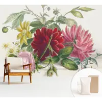 Wallfluent Fotobehang - Groente Vliesbehang - 312x219 cm - Bloemenboeket Fotobehang Vlies - Hal behang Bloemen En Planten - Muurschildering - Hal behang