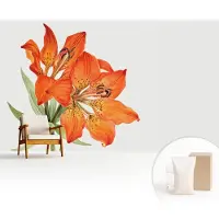 Wallfluent Fotobehang - Oranje Vliesbehang - 416x254 cm - Oranje Lelie Fotobehang Vlies - Woonkamer behang Bloemen En Planten - Muurschildering - Woonkamer behang