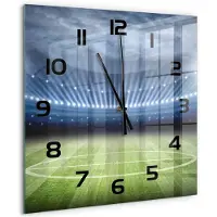 Tulup Wandklok - Stadion Wandklok Glas Met Motief - 60x60 cm - Groente Decoratieve Glazen Klok - Zwarte handen - Vierkante Klok - Gekleurde Glazen Klok - Glazen Klok Met Print
