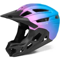 Movino - Edge - regenboog - Full Face Fietshelm – In-Mold & ABS Kinbeschermer – 360° Bescherming – 24 Ventilatiegaten