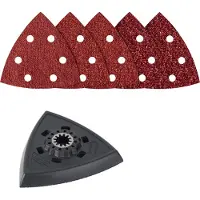 Wolfcraft - Multitool schuurset voor hout - Schuurzool Starlock 95 mm - Schuurpapier korrel 40, 80 en 120 - 4236000