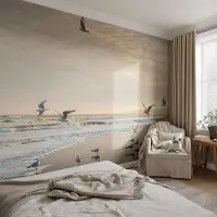 Coloray Vliesbehang - Zwart Snellijm Behang - 312x219 cm - Rust Aan Zee Fotobehang Vlies - Hal behang Landschappen - Muurschildering - Hal behang