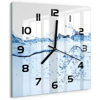 Tulup Wandklok - Water Glazen Klok Met Print - 30x30 cm - Blauw Wandklok Glas Met Motief - Zwarte handen - Vierkante Klok - Wandklok Glas Decoratie - Gekleurde Glazen Klok