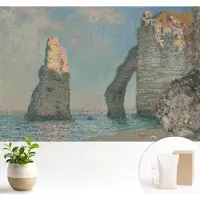 Wallfluent Fotobehang - Blauw Vliesbehang - 104x70 cm - Rotsachtig Landschap Muurschildering - Slaapkamer behang Landschappen - Fotobehang Vlies - Slaapkamer behang