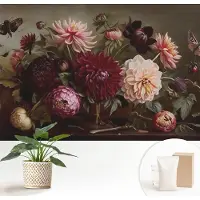 Wallfluent Fotobehang - Bruin Vliesbehang - 152x104 cm - Bloemenpracht Muurschildering - Slaapkamer behang Bloemen En Planten - Fotobehang Vlies - Slaapkamer behang