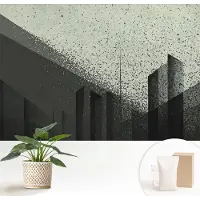 Wallfluent Fotobehang - Zwart Vliesbehang - 152x104 cm - Stadsgeometrie Fotobehang Vlies - Woonkamer behang Abstractie - Muurschildering - Woonkamer behang
