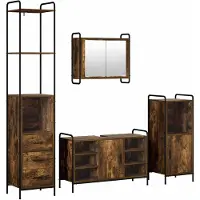 vidaXL Badkamerkast set 4 st Gerookt eiken 40 x 36 x 200,5 cm