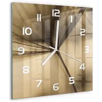 Tulup Wandklok - Paardebloem Wandklok Glas Met Motief - 30x30 cm - Beige Decoratieve Glazen Klok - Witte handen - Vierkante Klok - Gekleurde Glazen Klok - Glazen Klok Met Print