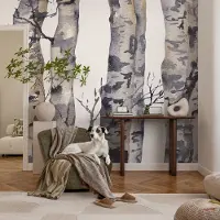 Coloray Vliesbehang - Grijs Snellijm Behang - 208x146 cm - Esdoornbos Muurschildering - Gang behang Bloemen En Planten - Fotobehang Vlies - Slaapkamer behang