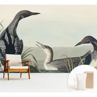Wallfluent Fotobehang - Zwart Vliesbehang - 312x219 cm - Vogels Boven Het Water Fotobehang Vlies - Woonkamer behang Dieren - Muurschildering - Woonkamer behang