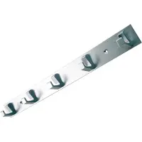 Impresso kapstok met 5 haken - op strip 360 x 35 mm - aluminium geanodiseerd