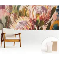 Wallfluent Fotobehang - Roze Vliesbehang - 250x104 cm - Protea-Bloemen Muurschildering - Slaapkamer behang Bloemen En Planten - Fotobehang Vlies - Slaapkamer behang