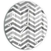 Tulup Wandklok - Grijze zigzag Glazen Wandklok Design - fi30 cm - Grijs Klok Glas Met Opdruk - Witte handen - Ronde Klok - Wandklok Glas Met Motief - Decoratieve Glazen Klok