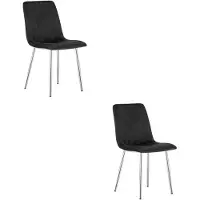 OSKAR LAVA Eetkamerstoelen – Set van 2 – Zwart Velvet – Metalen Poten – Comfortabele Gestoffeerde Zitting – Modern Design – Velvet Stoel voor Woonkamer, Keuken en Eetkamer – Max. 110 kg per Stoel