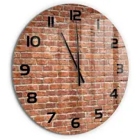 Tulup Wandklok - Bakstenen muur Wandklok Glas Met Motief - fi60 cm - Bruin Decoratieve Glazen Klok - Zwarte handen - Ronde Klok - Gekleurde Glazen Klok - Glazen Klok Met Print