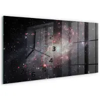Tulup Wandklok - Mist Wandklok Glas Decoratie - 60x30 cm - Zwart Gekleurde Glazen Klok - Zwarte handen - Rechthoekige Klok - Klok Glas Met Opdruk - Moderne Wandklok Glas